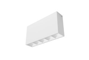 white surface mounted rectangular square segmented linear light with white inner trim