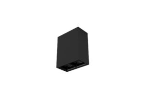 black surface mount rectangular spotlight with square segments asnd black inner trim