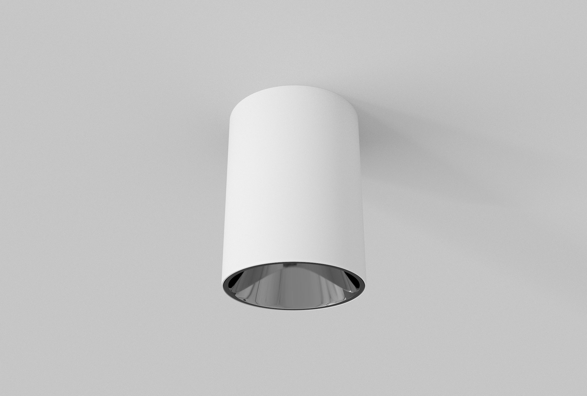 White finish aluminium can light with anthracite inner trim installed