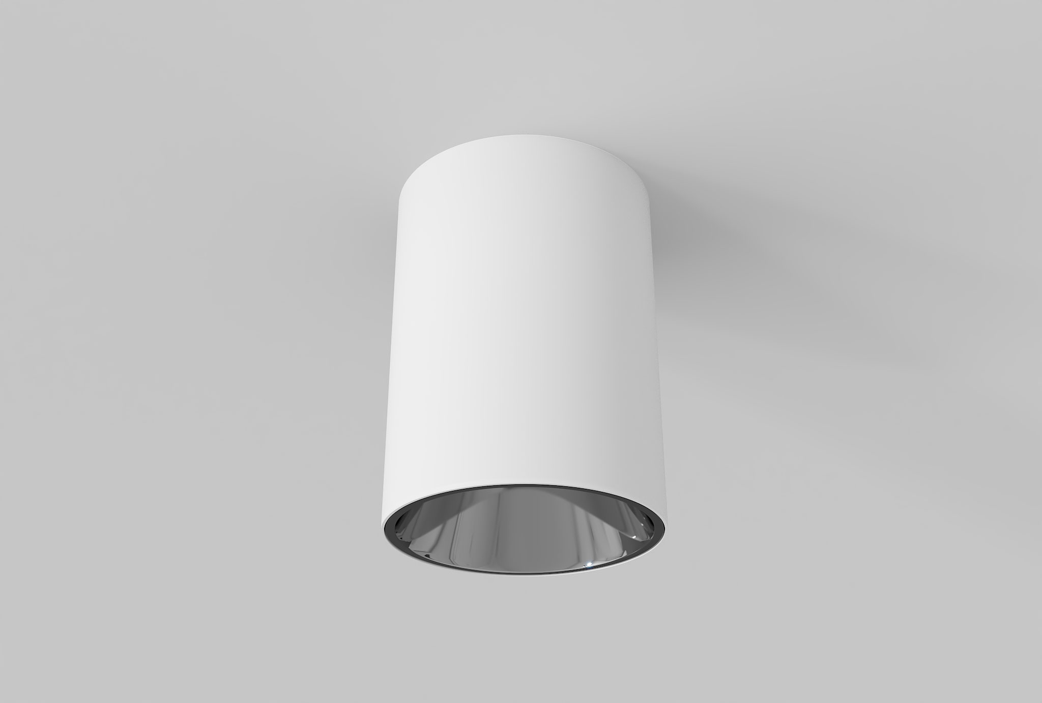 White finish aluminium can light with anthracite inner trim installed