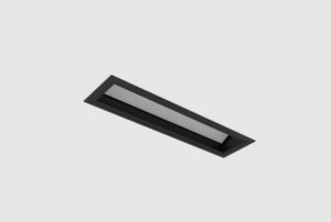 black recessed linear wall washer with black inner trim instalkled in wall