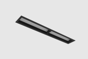 black recessed linear wall washer with black inner trim