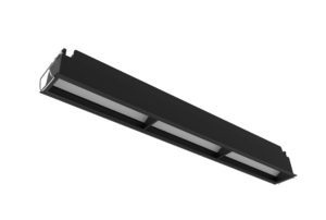 black recessed linear wall washer with black inner trim