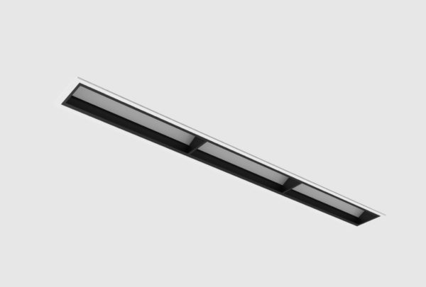 white recessed linear wall washer with black inner trim