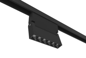 black magnetic track mounted adjustable linear spotlight mounted on rail