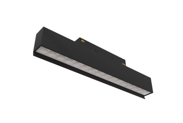 black track mounted linear wall washer