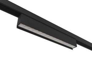 track mounted linear wall washer mounted on black rail