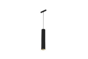 black track mounted pendant light with gold inner trim