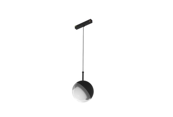 black track mounted spherical pendant light