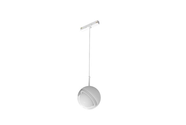 white track mounted spherical pendant light