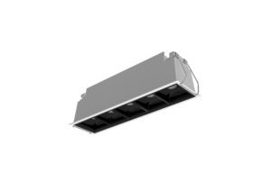 white finish recessed segmented rectangular linear spotlights with black inner trim
