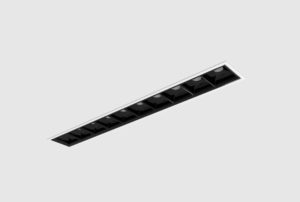 white finish recessed segmented rectangular spotlights with black inner trim