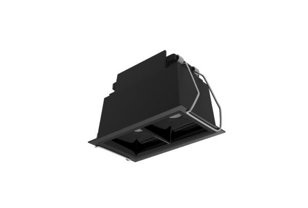black finish recessed segmented rectangular linear spotlights with black inner trim