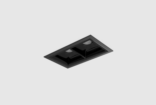 black finish recessed segmented rectangular linear spotlights with black inner trim installed in ceiling