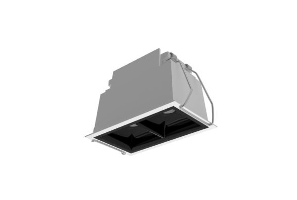 white finish recessed segmented rectangular linear spotlights with black inner trim