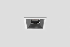 white square trim anti-glare aluminium downlight with anthracite inner trim installed in ceiling