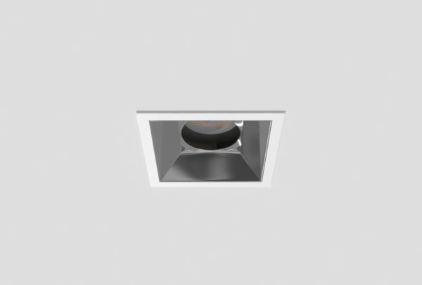 square white anti-glare downlight with anthracite inner trim installed in ceiling