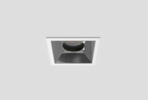 white square trim anti-glare aluminium downlight with anthracite inner trim installed in ceiling