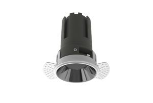 white trimless downlight with anthracite inner trim