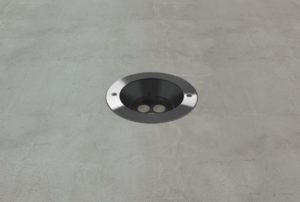 Premium adjustable uplight 135mm diameter in stainless steel finish installed.
