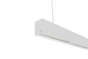 white finish aluminium suspended linear light with 60 degree beam angle