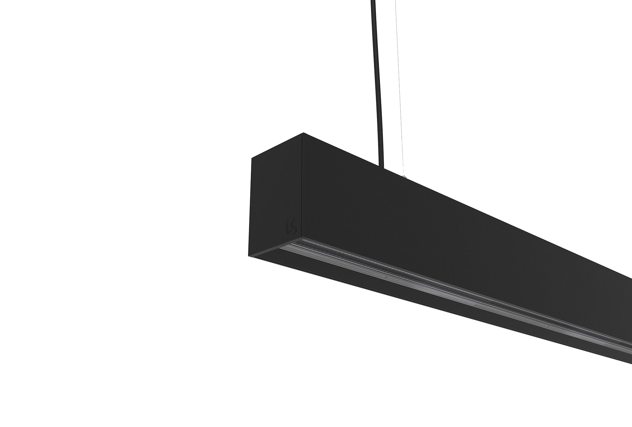 black finish aluminium suspended linear light with up and down lighting assymetric