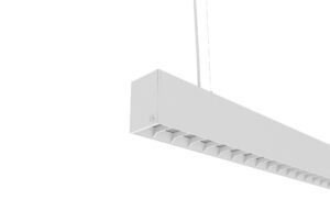 white finish aluminium suspended linear light with louvres
