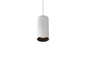 white finish aluminium suspended can light with black trim