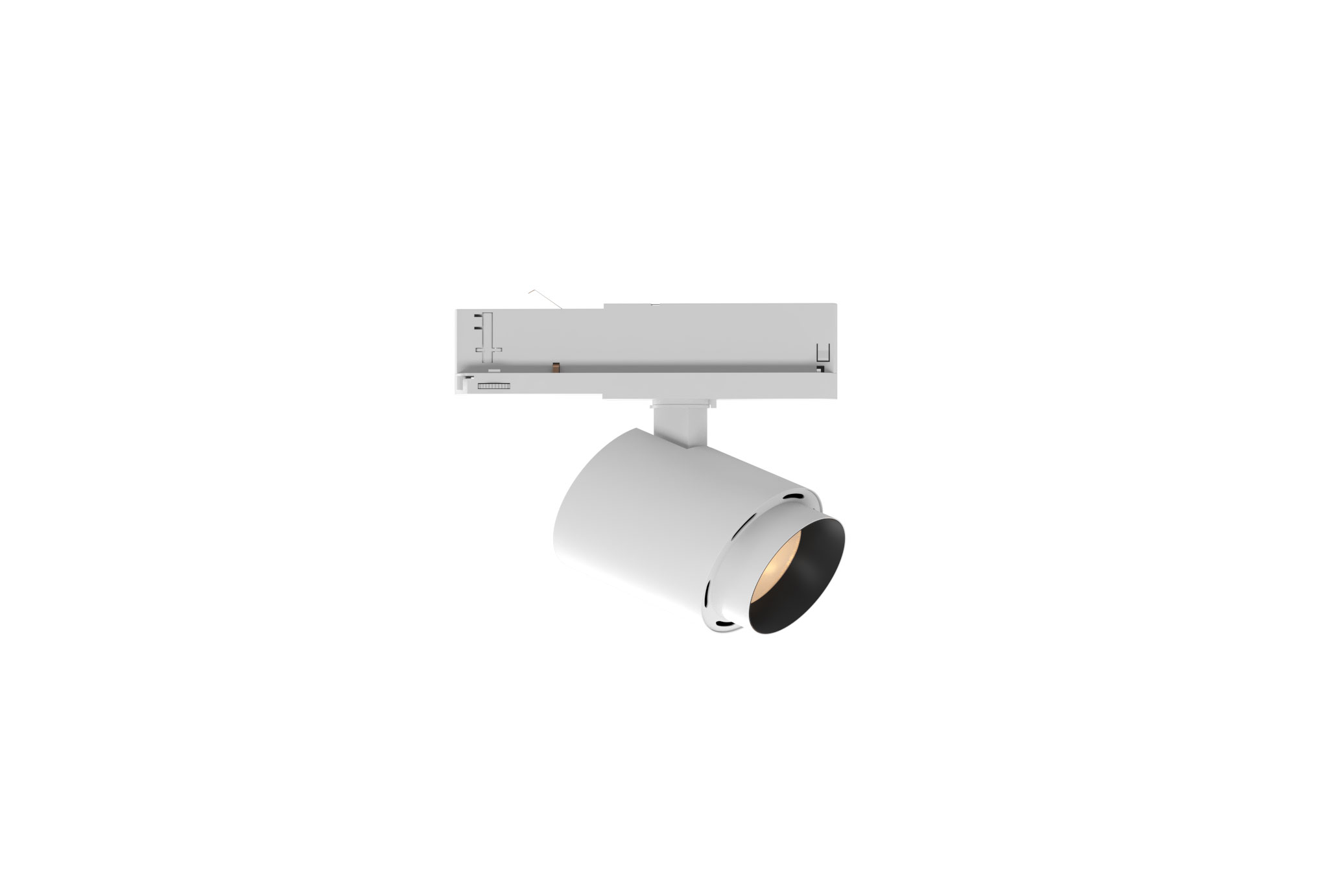 white finish aluminium adjustable spotlight with magnetic track mount