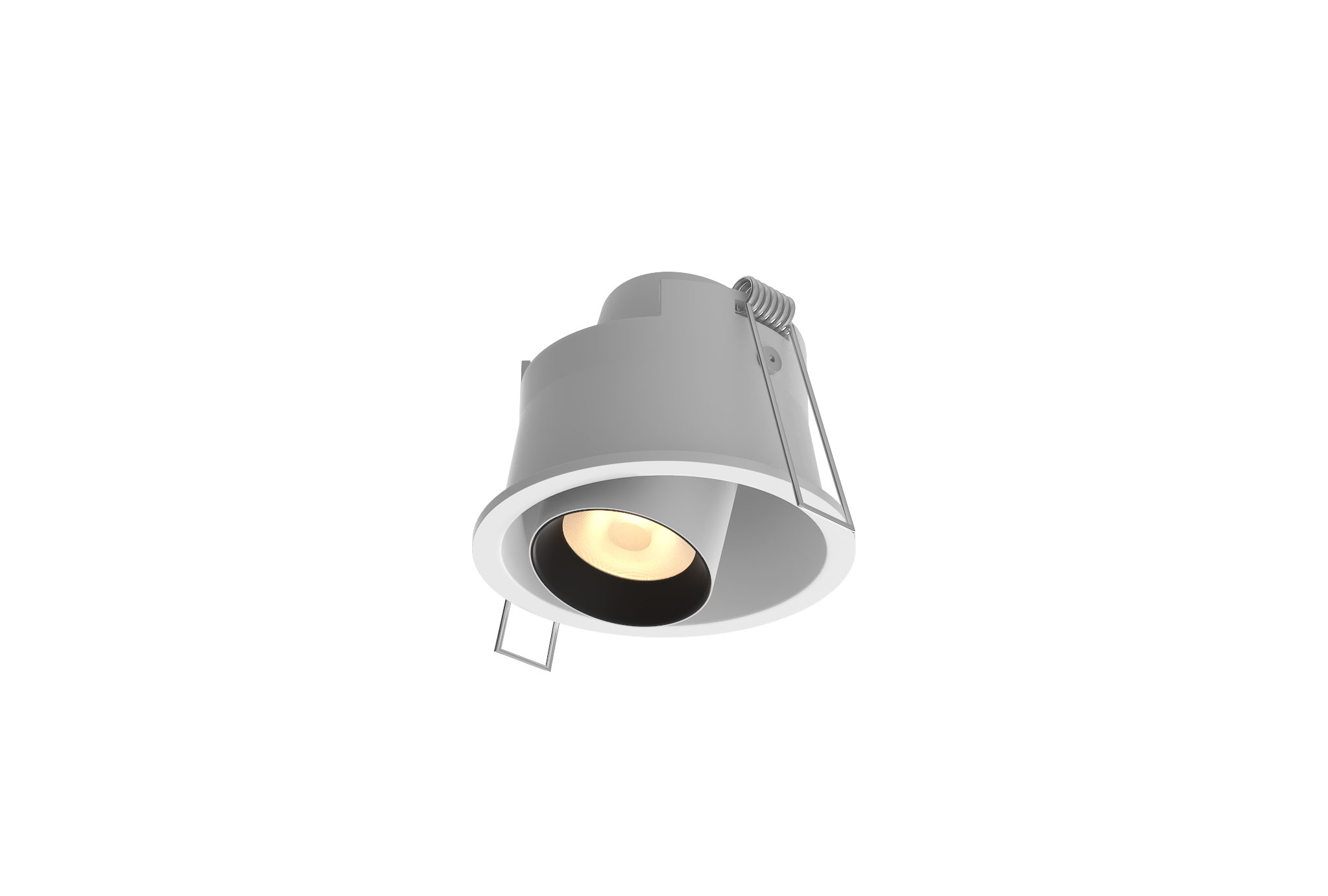 adjustable and recessed white spotlight with black trim